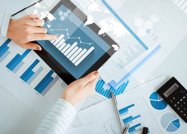 Trends graph on a computer tablet